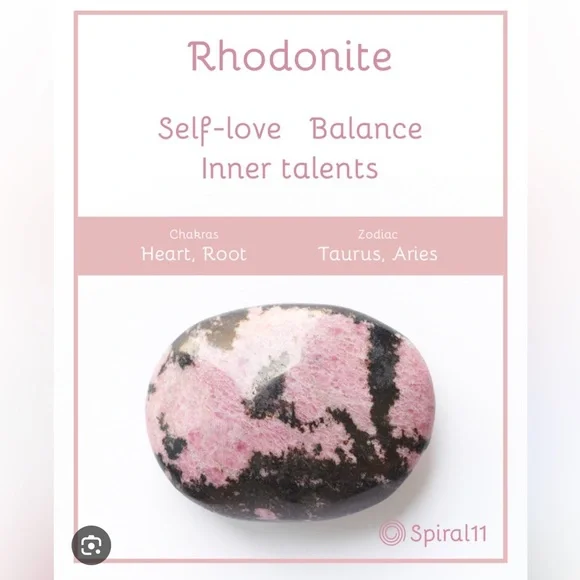 🪶 Whimsical Rhodonite genuine gemstone 8.5 ring 🩷 Chakra